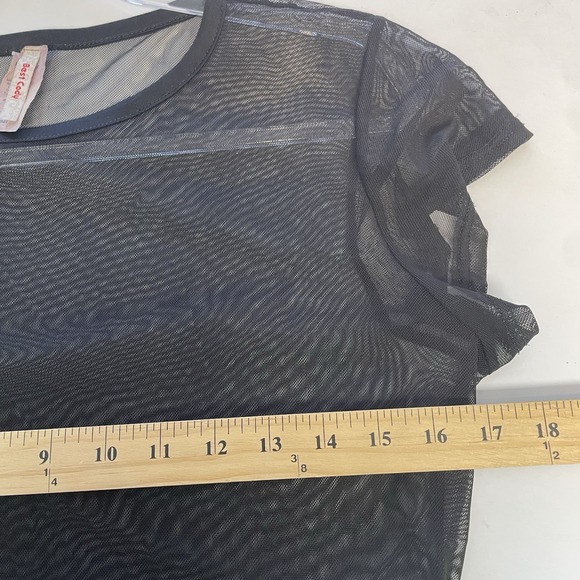 Vtg Y2K Sheer Black Mesh Tunic Top Dress Overlay Goth Grunge Layering Slits S - Picture 6 of 8